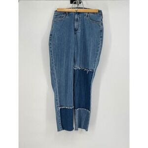 Hollister Curvy‎ High Rise Mom Jeans W27 L27 Vintage Stretch Denim Patchwork 90s